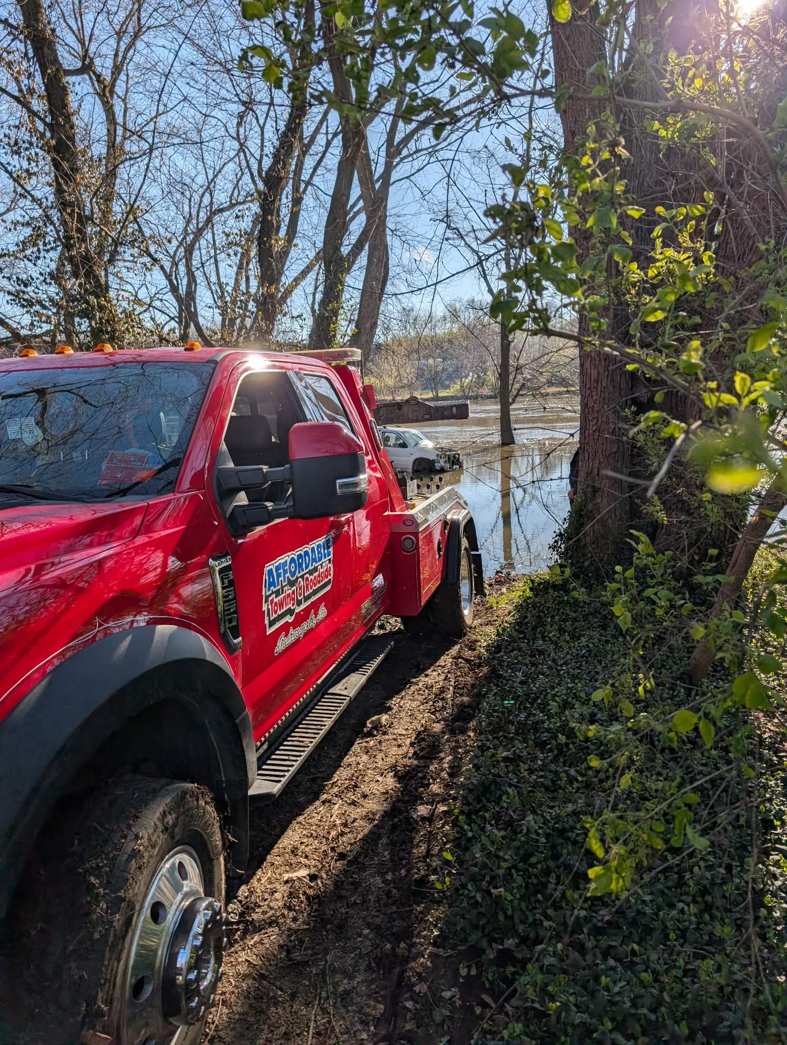 Tow truck on a local road